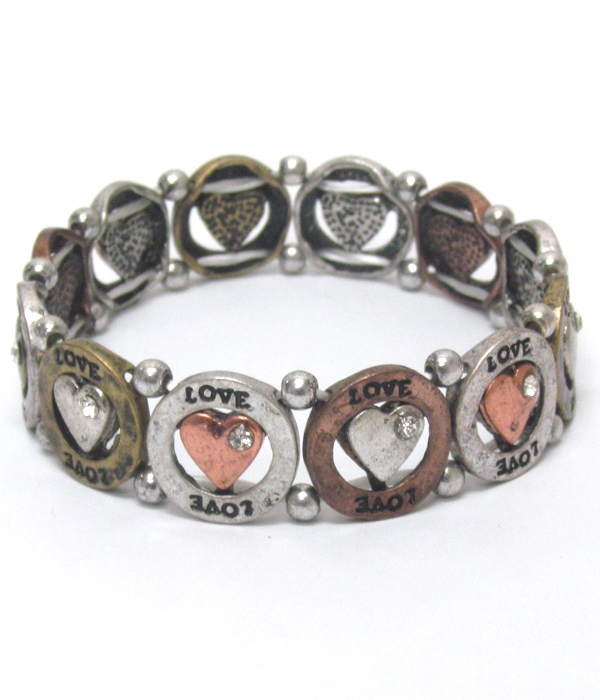 Religious theme heart disk stretch bracelet - love