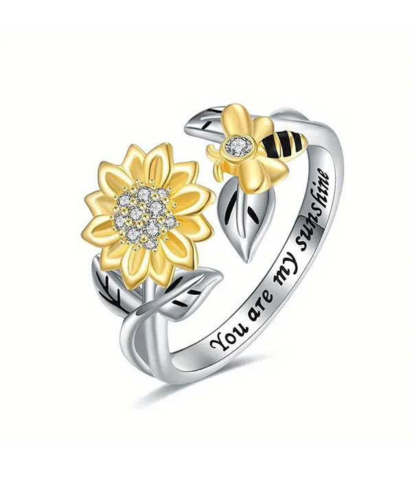 Garden theme ring - flower bee