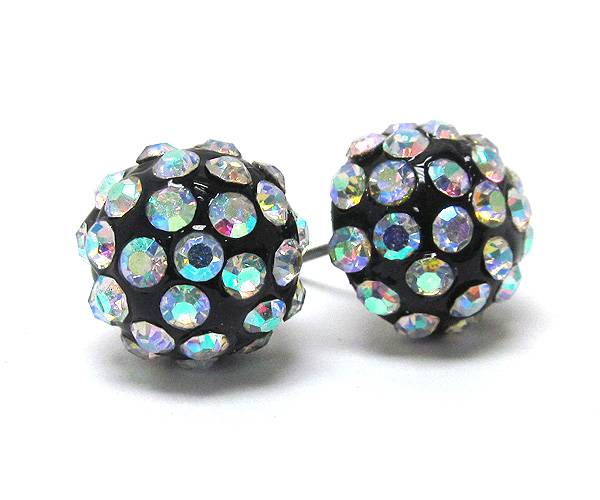 Crystal stud half ball earring