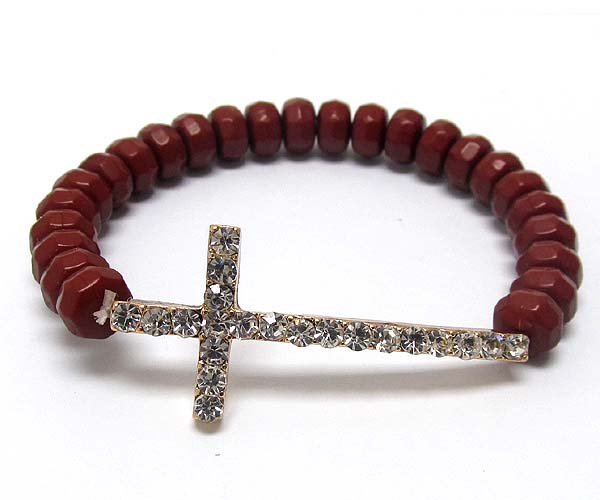 Cypress cross and beads stretch bracelet