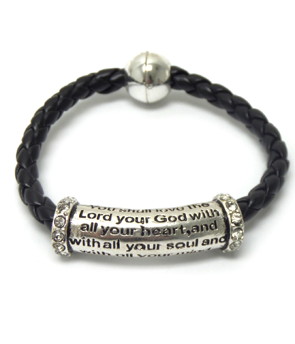Message metal tube and braided cord and magnetic band bracelet