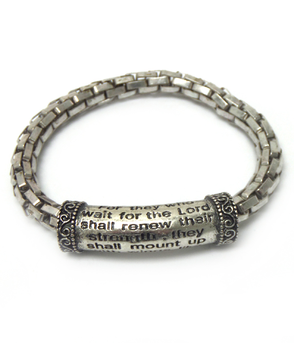 Message metal tube and strethc snake chain bracelet