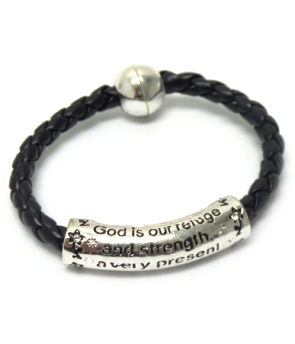 Message metal tube and braided cord and magnetic band bracelet