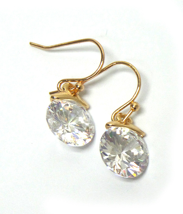 Crystal stone fish hook earrings 