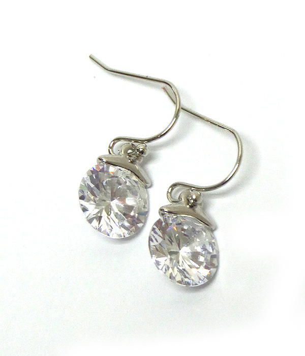 Crystal stone fish hook earrings