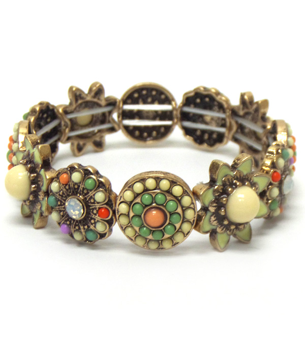 Round linked disks with multi beads and stones