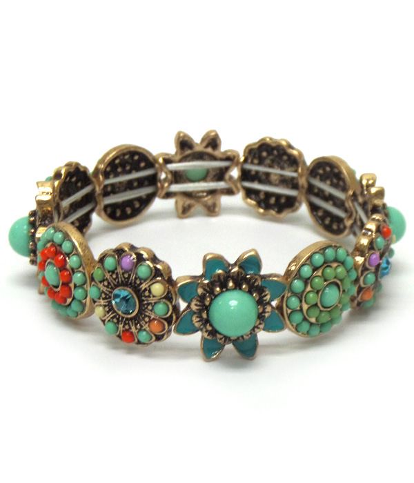 Round linked disks with multi beads and stones