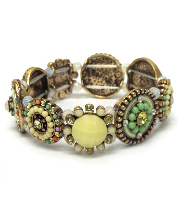 Round linked disks with multi beads and stones