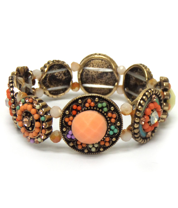 Round linked disks with multi beads and stones