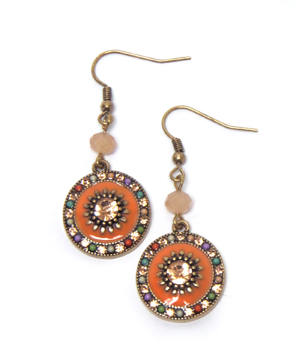 Disks with multi beads fish hook earrings