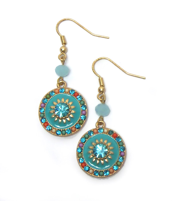 Disks with multi beads fish hook earrings