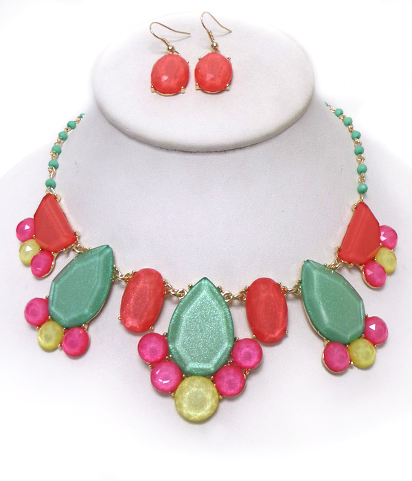 Kate spade inspired epoxy stone beads necklace set