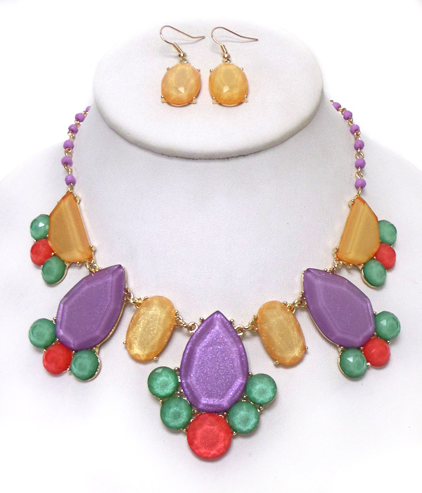 Kate spade inspired epoxy stone beads necklace set