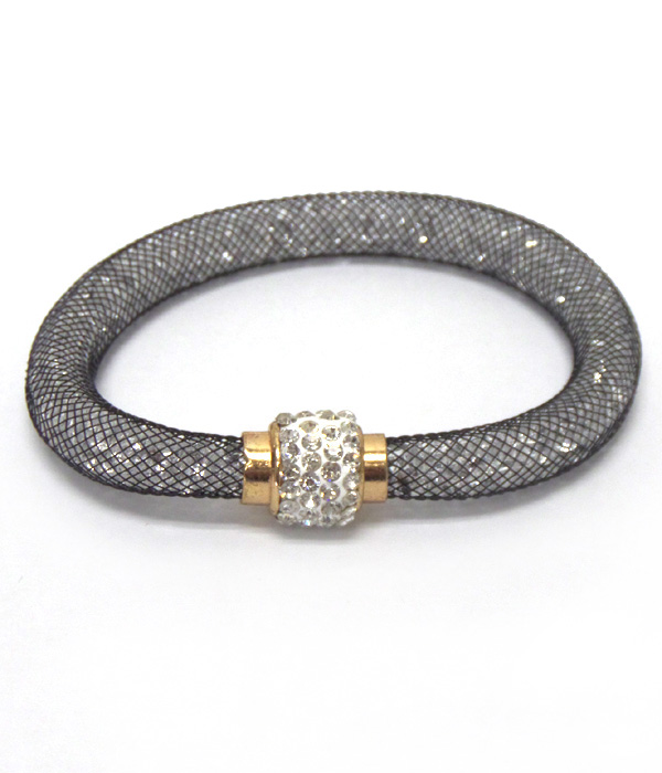 Crystal mesh and rondell magnet bracelet