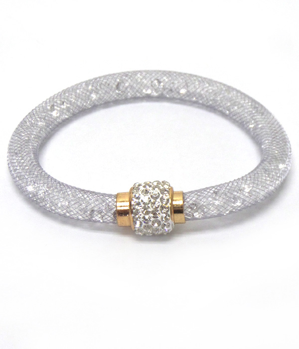 Crystal mesh and rondell magnet bracelet