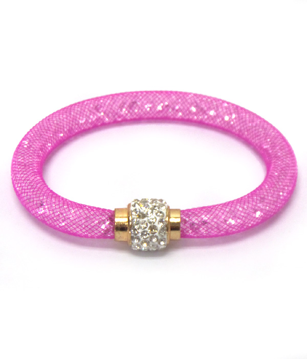 Crystal mesh and rondell magnet bracelet