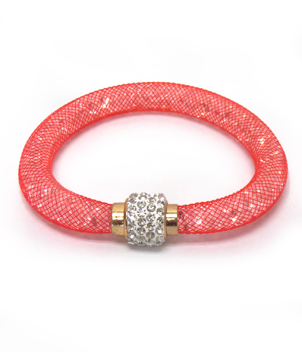Crystal mesh and rondell magnet bracelet