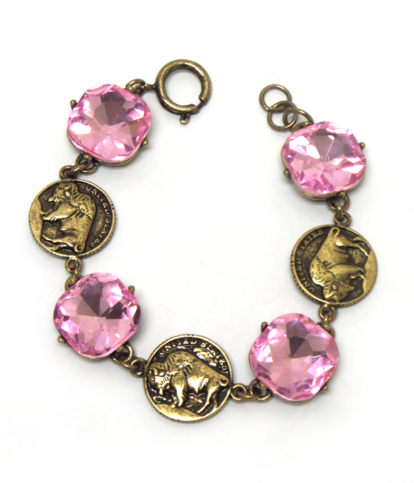 Coins and crystal bracelet