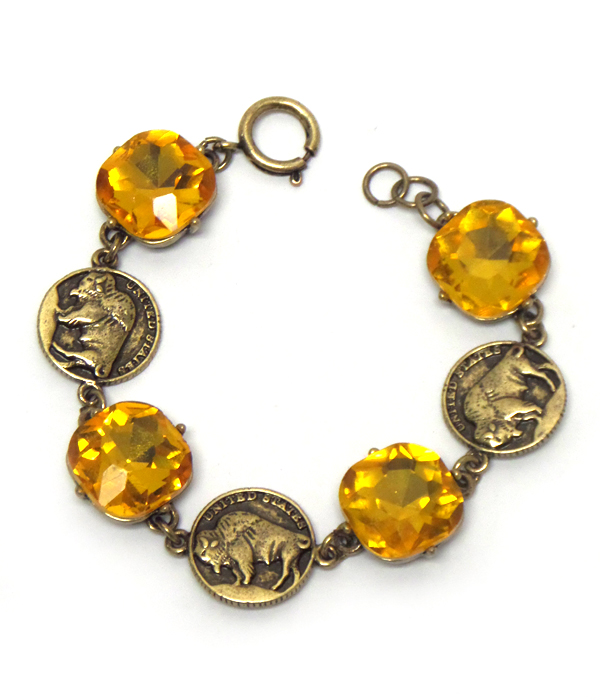 Coins and crystal bracelet