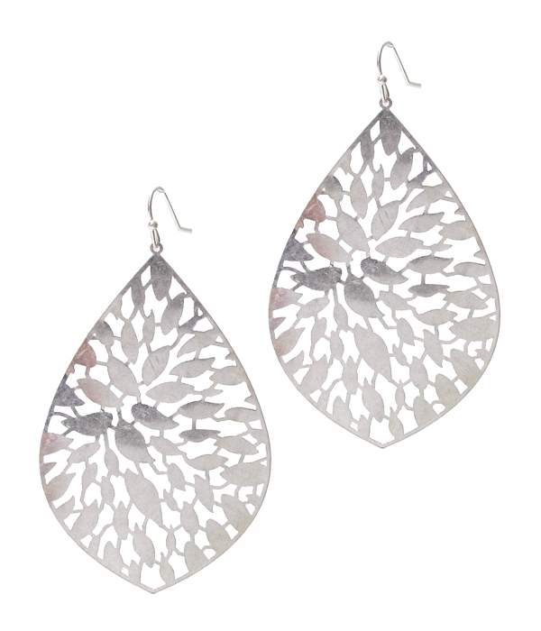 METAL FILIGREE MARQUISE EARRING