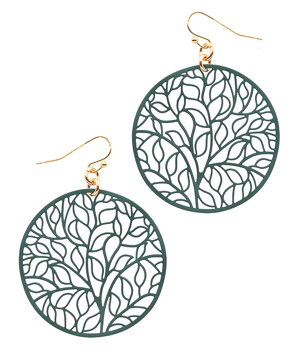 METAL FILIGREE COLOR RUBBER COATED TREE EARRING