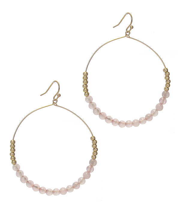 MULTI BALL BEAD WIRE HOOP EARRING