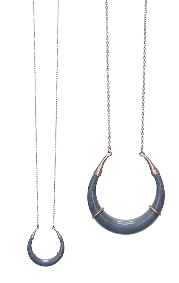 Organic cellulose horn pendant long necklace