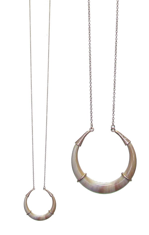 Organic cellulose horn pendant long necklace