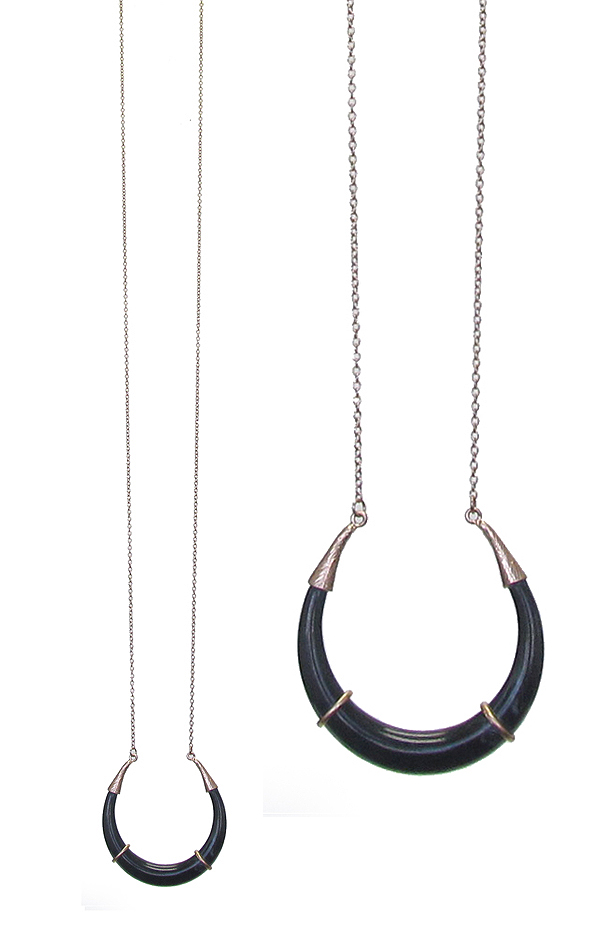 Organic cellulose horn pendant long necklace