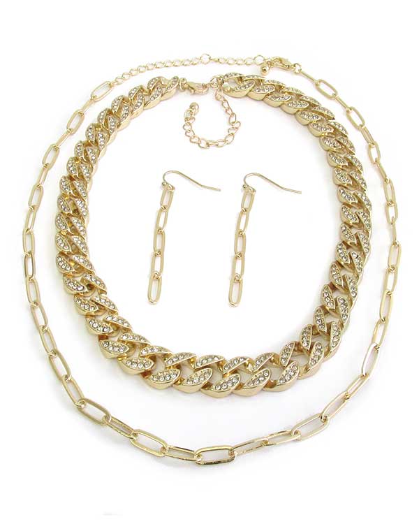 CHUNKY CUBAN CHAIN DOUBLE NECKLACE SET