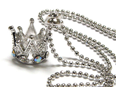Made in korea whitegold plating crystal crown necklace