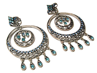 Boutique style genuine austrian crystal double hoop earring - hoops