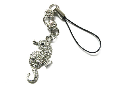 Crystal sea horse cell phone charm
