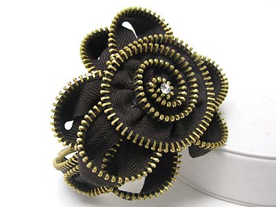 Zipper art flower fashion cuff bangle