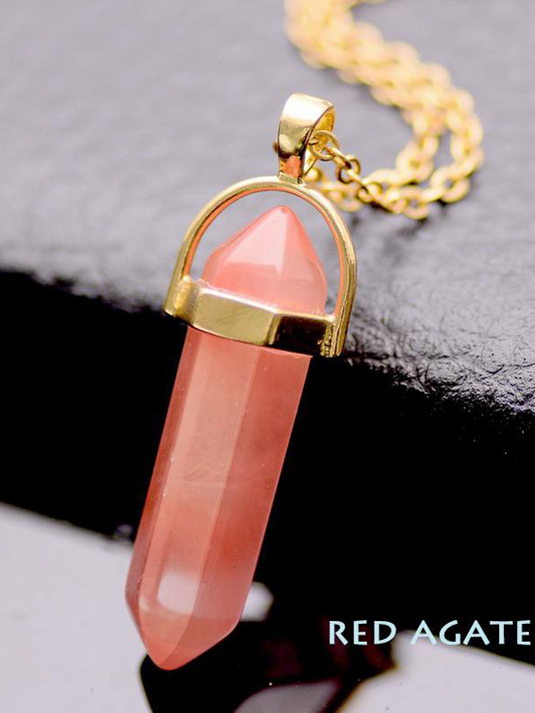 Semi precious stone pendant necklace - red agate
