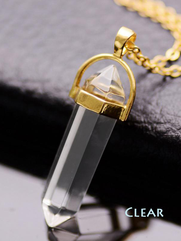 Semi precious stone pendant necklace - crystal