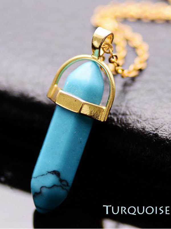 Semi precious stone pendant necklace - turquoise