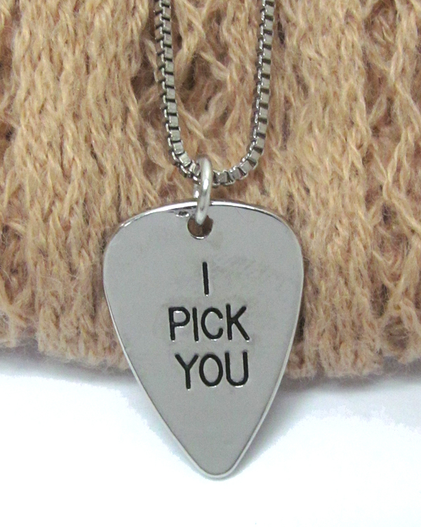 Valentine love message arrowhead pendant necklace - i pick you