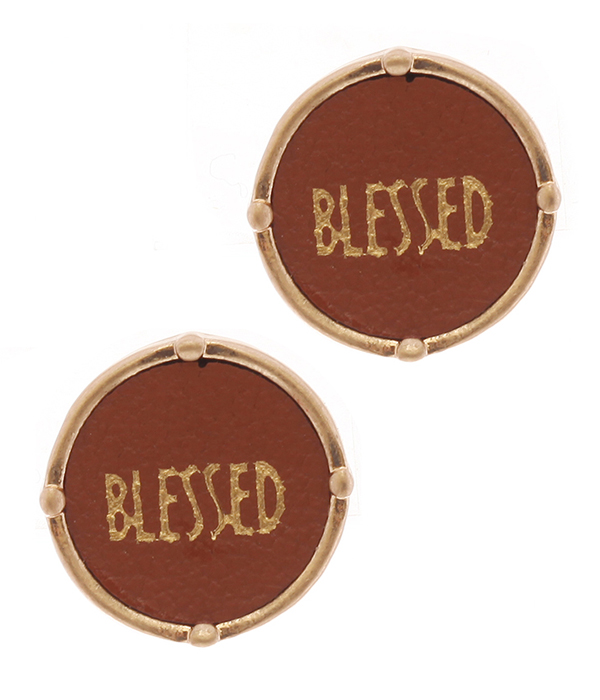 RELIGIOUS INSPIRATION LEATHER ROUND STUD EARRING