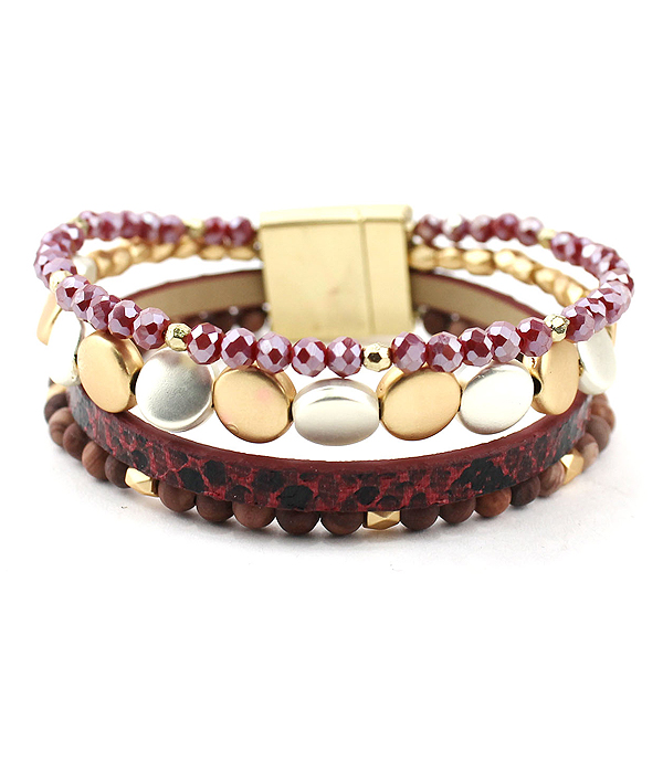 MULTI LAYER BEAD MIX MAGNETIC BRACELET