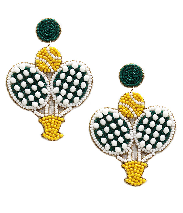 Handmade multi seedbead sport theme earring - tennis