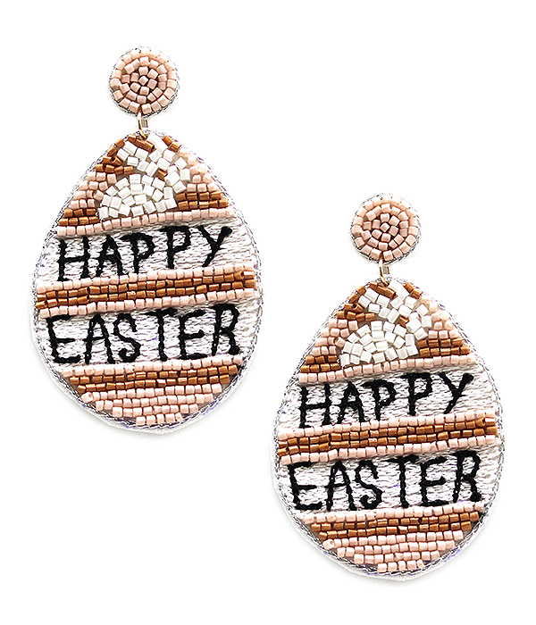 Handmade multi seedbead easter theme earring - easter egg