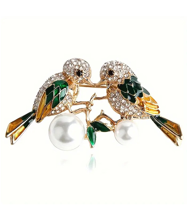 Twin bird brooch