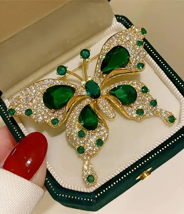 Rhinestone butterfly brooch