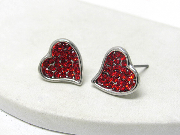 Crystal stud heart earring -valentine