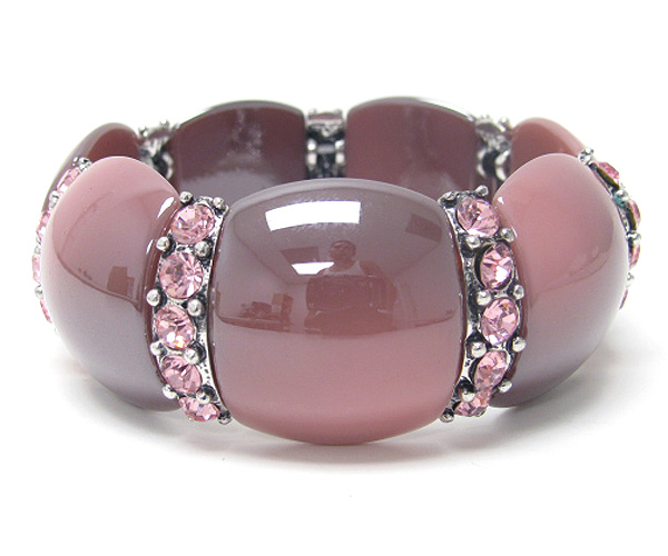 Crystal and acrylic deco link stretch bracelet