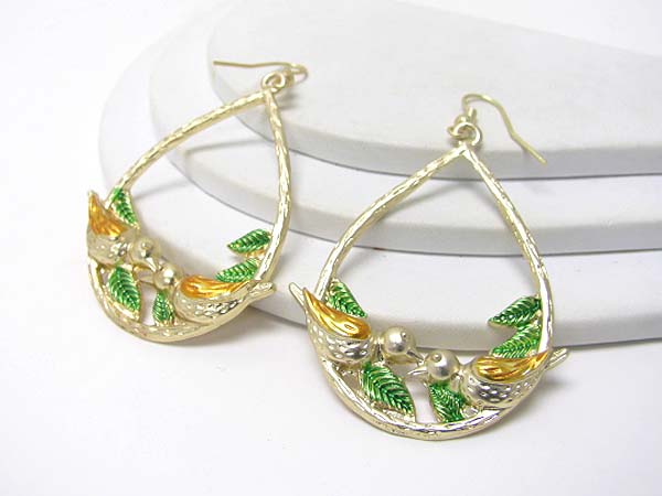 Painted birds hoop earring - hoops