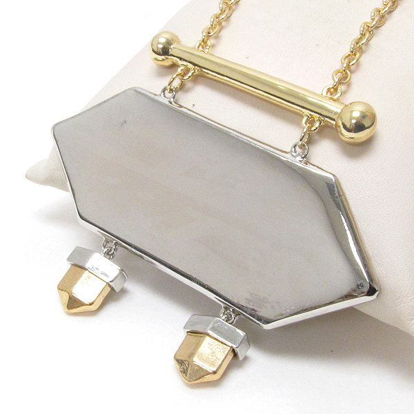 ARCHITECTURAL DESIGN METAL HEXA PLATE PENDANT NECKLACE