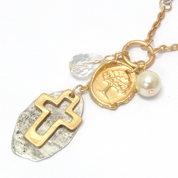 Tree of life and cross religious inspiration necklace