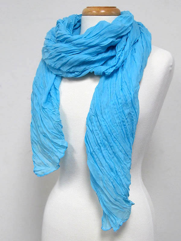 Plain color polyester wrinkled scarf